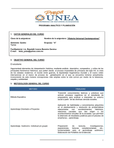 PROGRAMA ANALÍTICO Y PLANEACIÓN 1.  DATOS GENERALES DEL CURSO