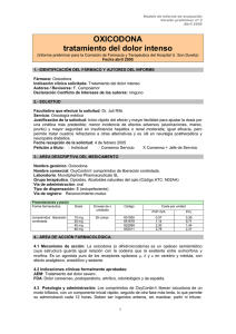 Informe de Evaluación de Oxicodona: Manejo del Dolor