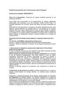 Plantilla de presentación de la “Comunicación sobre el Progreso” :