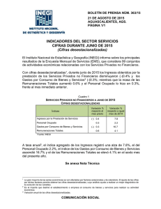 Comunicado de Prensa. Indicadores del Sector Servicios