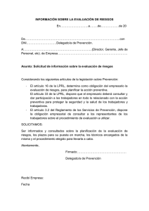 INFORMACIÓN SOBRE LA EVALUACIÓN DE RIESGOS