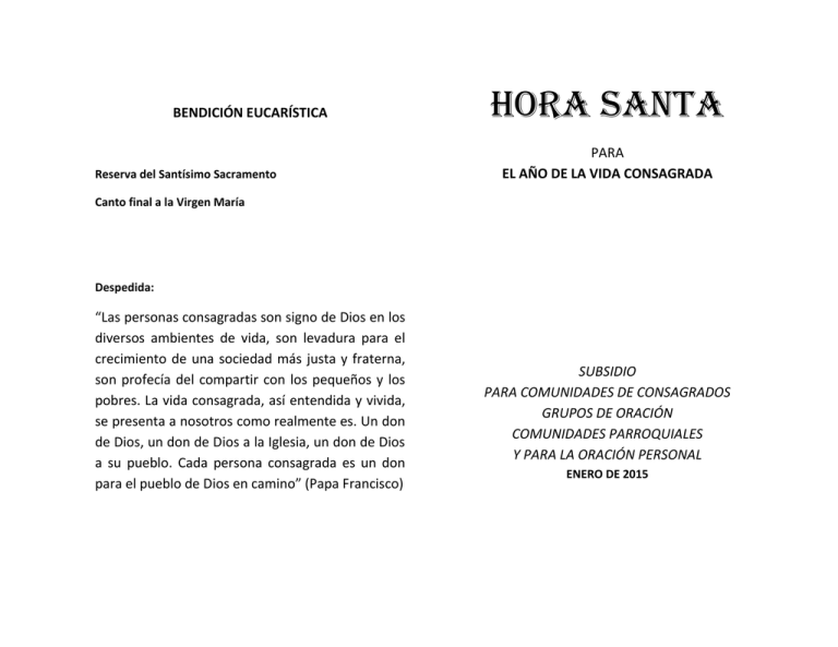 Hora Santa Enero 2015