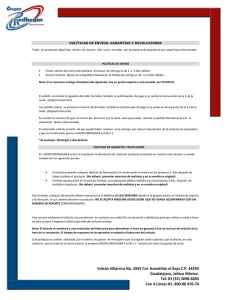 Políticas de envíos y garantías