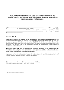 Declaración responsable de pago de reintegros y reembolso de