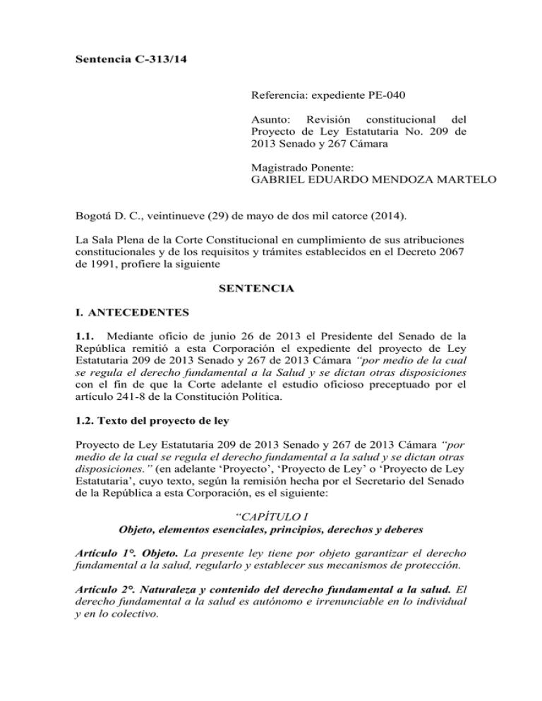 Sentencia C-313/14 de la Corte Constitucional