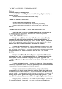PROYECTO LECTOR DEL TERCER CICLO DE E.P. Objetivos