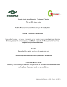 Colegio Nacional de Educación  Profesional  Técnica Plantel: 033 Atlacomulco