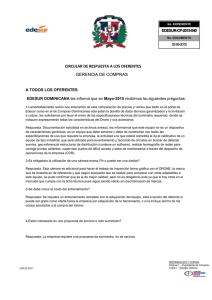 GERENCIA DE COMPRAS CIRCULAR DE RESPUESTA A LOS OFERENTES EDESUR DOMINICANA
