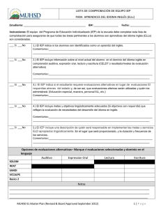 LISTA DE COMPROBACIÓN DE EQUIPO IEP PARA APRENDICES