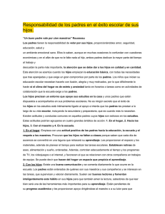 Responsabilidad de los padres en el éxito escolar de sus hijos. “Un