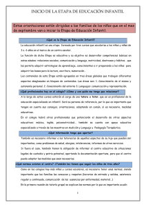 inicio de la etapa de educación infantil