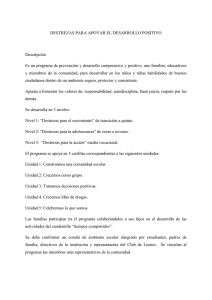 DESTREZAS PARA APOYAR EL DESARROLLO POSITIVO