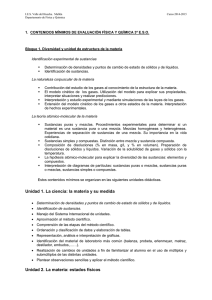 1.  CONTENIDOS MÍNIMOS DE EVALUACIÓN FÍSICA Y QUÍMICA 3º... Bloque 1. Diversidad y unidad de estructura de la materia