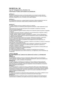 DECRETO No. 149 Ley de Transparencia y Acceso a la