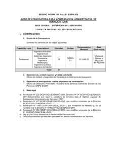 AVISO DE CONVOCATORIA PARA  CONTRATACION  ADMINISTRATIVA  DE