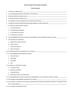 Guía de estudio Primer Examen de Química Primer Semestre La