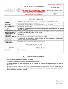 relación del personal profesional técnico que serán responsables