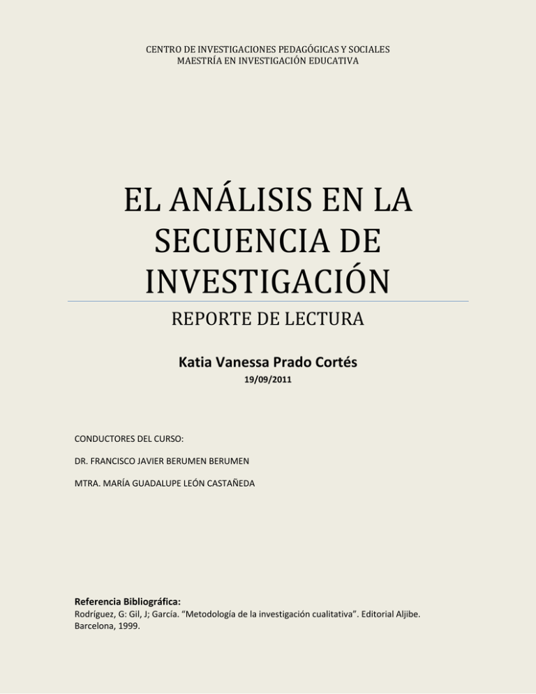 EL ANÁLISIS EN LA SECUENCIA DE INVESTIGACIÓN