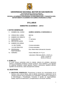 Química General e Inorgánica A - Facultad de Ciencias Biológicas