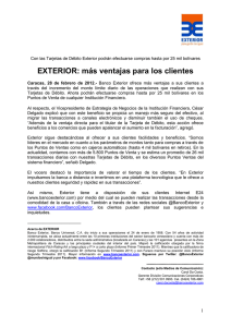 EXTERIOR: más ventajas para los clientes