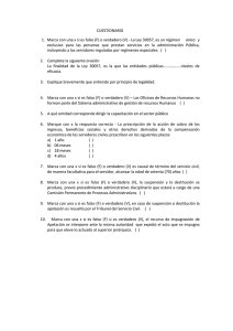 CUESTIONARIO Marca con una x si es falso (F) o verdadero (V)