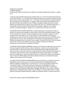 ETAPAS DE LA FILOSOFÍA FILOSOFÍA ANTIGUA La historia de la