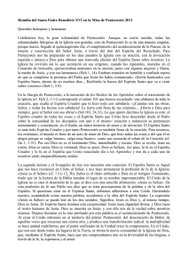 Benedicto XVI - Homilía del Santo Padre en la Misa de Pentecostés