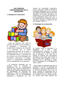 Ciencias Condicionantes de la Educación: Biología, Psicología...