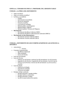 Temario Física I - Movimiento, Dinámica y Energía