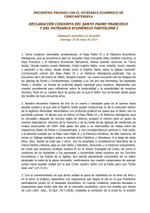 declaración conjunta del santo padre francisco y del patriarca