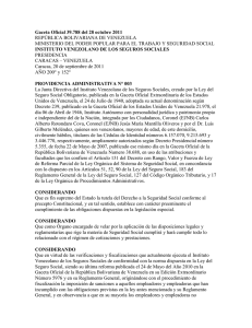 Providencia 003 SSO Gaceta Oficial 39.