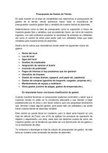 Presupuesto de Gastos de Tienda.