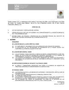Sesión número 1317, a celebrarse el día martes 31 de marzo de