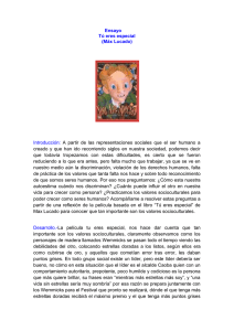 Tú eres especial: Autoestima y Valores Socioculturales (Ensayo)