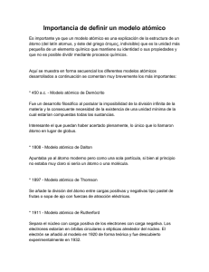 Importancia de definir un modelo atómico