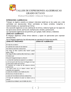 Taller de Expresiones Algebraicas - 8vo Grado