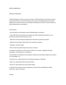 CRÉDITO AGROEQUIPO  VENTAJAS Y REQUISITOS