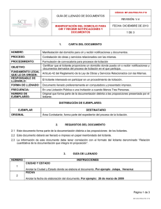 manifestación del domicilio para oír y recibir notificaciones y