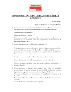 criterios para una nueva legislación de cultura y patrimonio