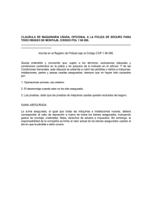 clausula de maquinaria usada, opcional a la poliza de seguro para