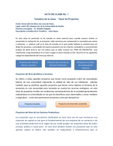 ACTA DE CLASE No. 1 Temática de la clase: Tipos de Proyectos