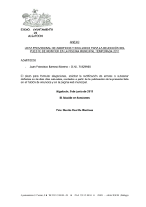Listado provisional admitidos monitor
