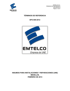 TÉRMINOS DE REFERENCIA SPO-009-2012  INSUMOS PARA INSTALACIONES Y REPARACIONES (UNE)