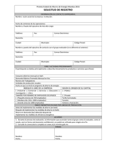 SOLICITUD DE REGISTRO  Premio Estatal de Ahorro de Energía Morelos 2015