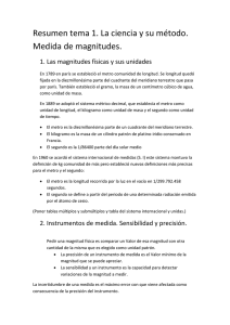 Resumen tema 1. La ciencia y su método. Medida de magnitudes.