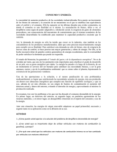 CONSUMO Y ENERGÍA La necesidad de aumento productivo de