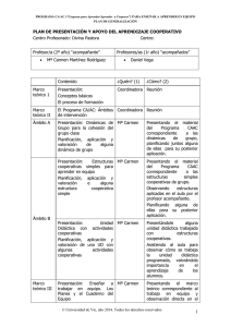 PLAN DE PRESENTACIÓN Y APOYO DEL APRENDIZAJE COOPERATIVO