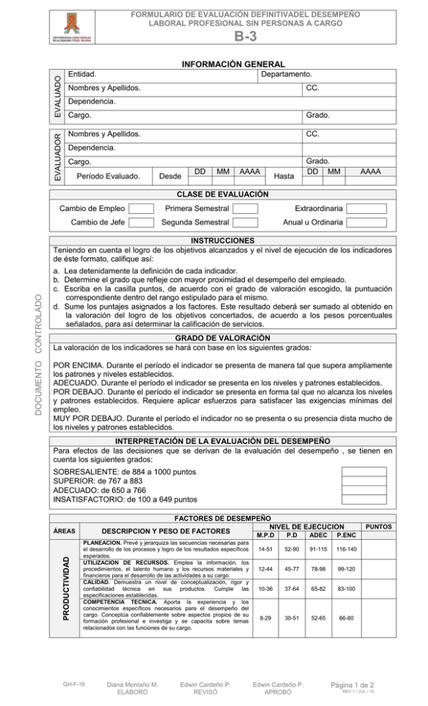 TH-F-16. FORMATO B 3. EVALUACION DEFINITIVA DEL