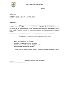 Huacho, SEÑOR(A) EXPERTO EN EL AREA DE INVESTIGACION