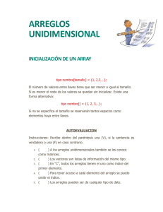 tipo nombre[tamaño] = {1, 2,3,…}